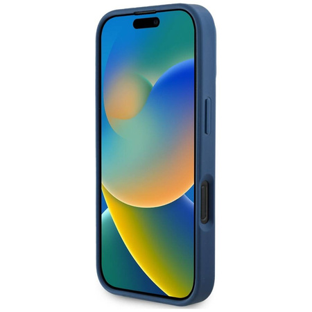 Schutzhülle IPHONE 16 PRO MAX Guess Grained Printed Flower Pattern MagSafe blau