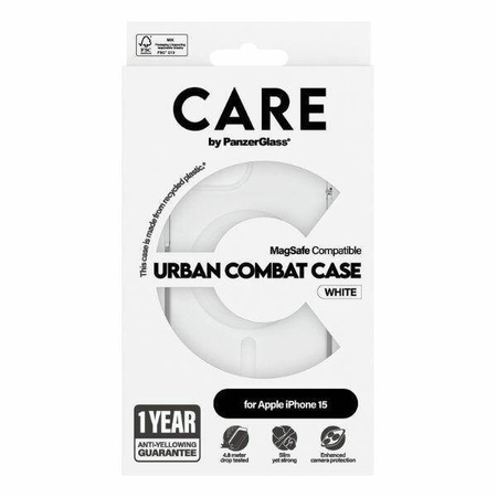 Etui CARE by PanzerGlass Urban Combat Case MagSafe na iPhone 15 - białe