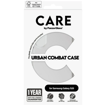 Etui CARE by PanzerGlass Flagship Urban Combat do Samsung Galaxy S25 - przezroczysty