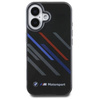 Original Handyhülle IPHONE 16 PLUS BMW Hardcase Motosport IML Random Stripes (BMHCP16M23HTRAK) schwarz