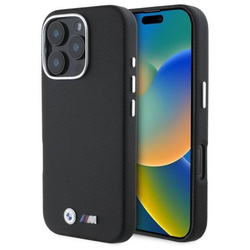 Original Handyhülle IPHONE 16 PRO MAX BMW Hardcase M Edition Kevlar Wrapped Metal (BMHCP16X23PUFWKEV) schwarz