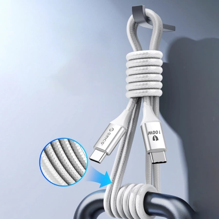 Kabel USB-C na USB-C 1m 5A 100W - biały