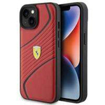 Ferrari Twist Metal Logo Hülle für iPhone 15 – Rot