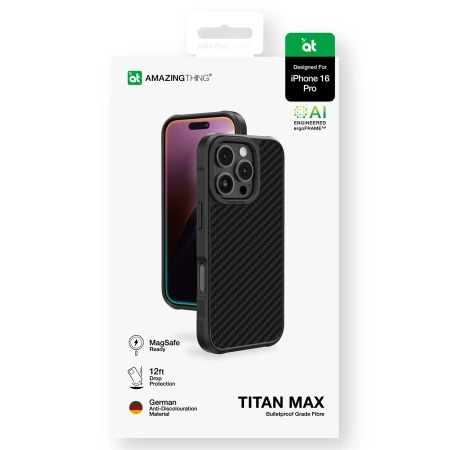AmazingThing Titan Max Case with 1500D Aramid Fibers for iPhone 16 Pro - Black