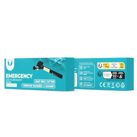 Latarka ręczna LED EMERGENCY z magnesem i młotkiem 2xAAA COB FLF-03 Forever Light