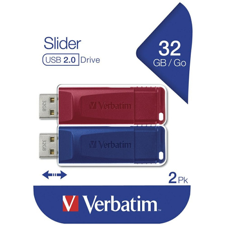 Pendrive Verbatim Slider 32GB 2szt       czerwony/granatowy 49327