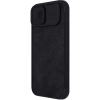 Nillkin Qin Leder Pro Hülle iPhone 14 Plus Kamera Cover Holster Cover Flip Case Schwarz