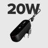 SBS Hybrid PD 20W 5000mAh Powerbank mit integriertem Kabel und faltbarem Stecker - Schwarz