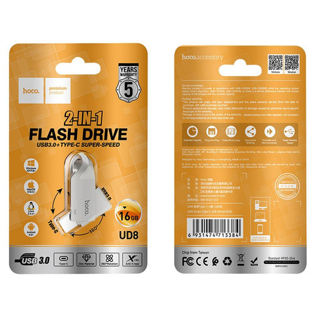 HOCO pendrive USB A + USB C UD8 16GB USB3.0