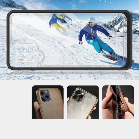 Klare 3in1 Hülle für Samsung Galaxy A42 5G Frame Gel Cover Schwarz