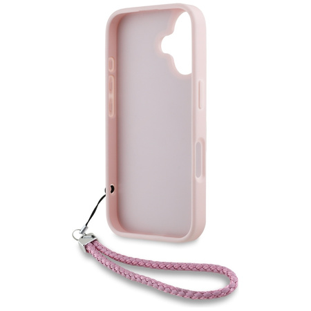 Original Handyhülle IPHONE 16 Karl Lagerfeld Quilted Initial Logo & Chain Strap rosa