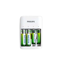 PHILIPS Czterokanałowa ładowarka do akumulatorów NiMH USB + 2xAA 1300mAh + 2xAAA 700mAh