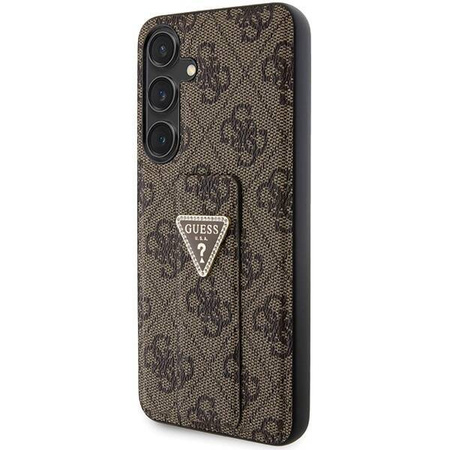 Etui Guess Grip Stand 4G Triangle Strass na Samsung Galaxy S24 - brązowe