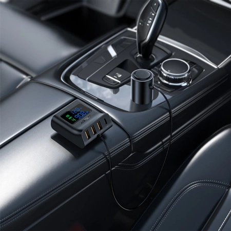 Acefast ładowarka samochodowa 90W USB Typ C / 3x USB / gniazdo zapalniczki, PPS, PD3.0, QC3.0, AFC, FCP stacja ładująca czarny (B8 black)