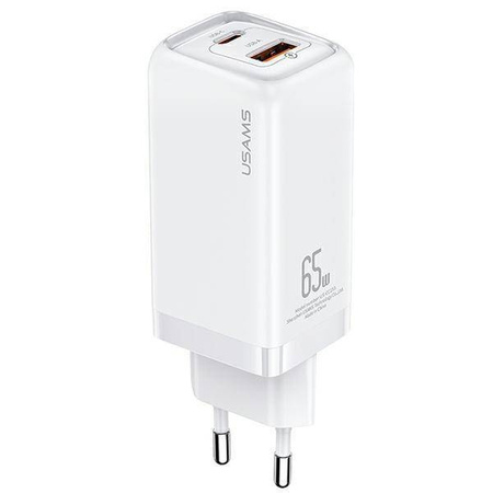 USAMS Ład. siec. 1xUSB-C+1xUSB T47 65W PD Fast Charging Super Si biały/white CC153TC02 (US-CC153)