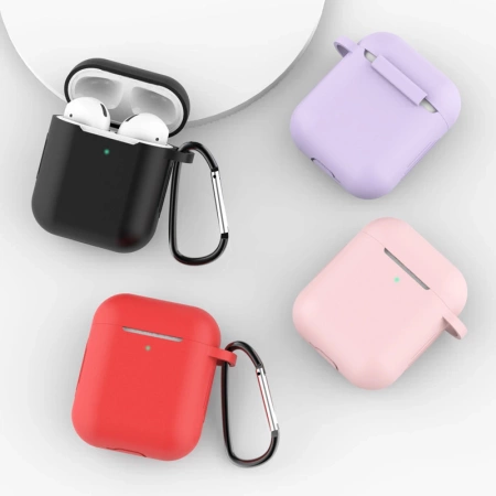 Case for AirPods Pro 2 / AirPods Pro silicone soft case for headphones + keychain lobster clasp pendant black (case D)