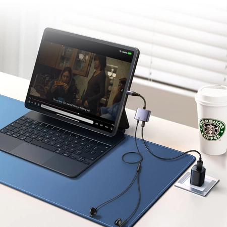 Joyroom SY-L01 Lightning to Lightning / 3.5 mm mini jack DAC adapter 2in1 - black