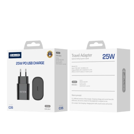 JELLICO wall charger C35 PD 25W 1xUSB-C Black