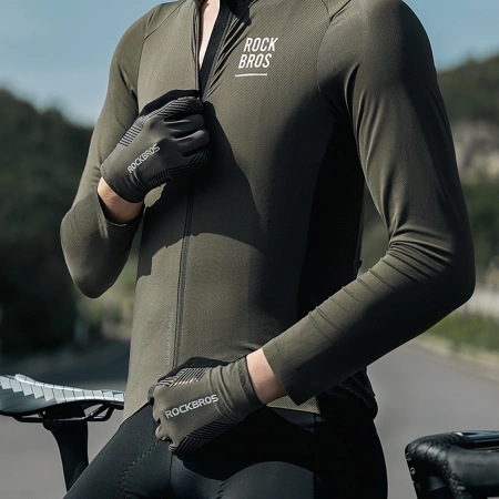 Rockbros Fahrradhandschuhe Frühling/Sommer/Herbst, Full, Größe: XL - Grün