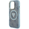 Etui Guess IML Metal Glitter 4G Circle Triangle MagSafe na iPhone 16 Pro - niebieskie