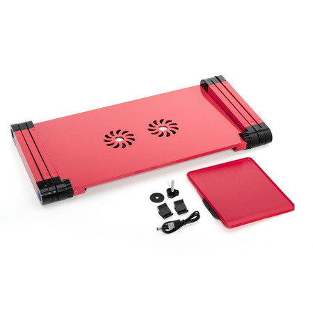 Podstawka pod laptop uniwerslna regulowana + chłodzenie YL-803 czerwona