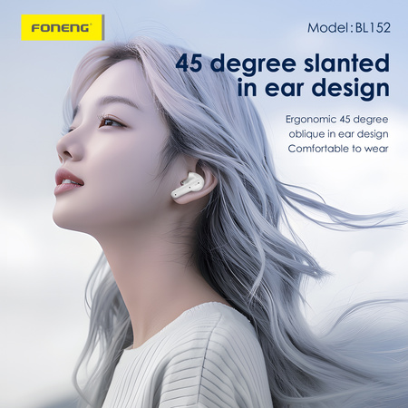 Foneng Słuchawki Bluetooth TWS BL152 ANC+ENC redukcja szumów białe