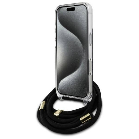 Original Case IPHONE 16 PRO MAX Guess Hardcase Crossbody Cord 4G Print (GUHCP16XHC4SEK) black