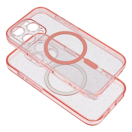Futerał CLEAR MAG COVER z ochroną aparatu kompatybilny z MagSafe do IPHONE 15 Pro Max pink glitter