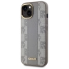 DKNY Leather Checkered Mono Pattern MagSafe-Hülle für iPhone 15 Plus – Beige