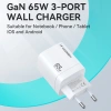 Wozinsky CGWCW 65W USB-A / 2 x USB-C GaN-Wandladegerät – Weiß