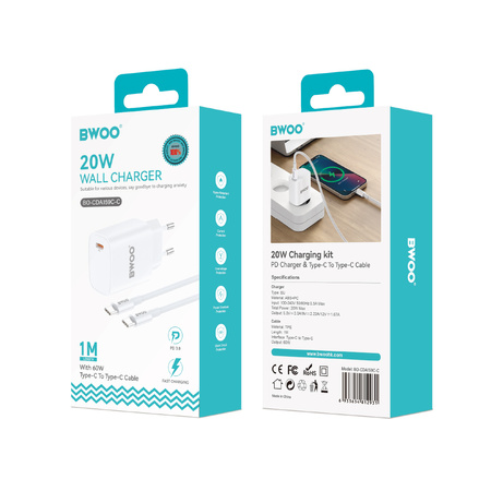 BWOO ładowarka sieciowa CDA159 20W z kablem C-C
