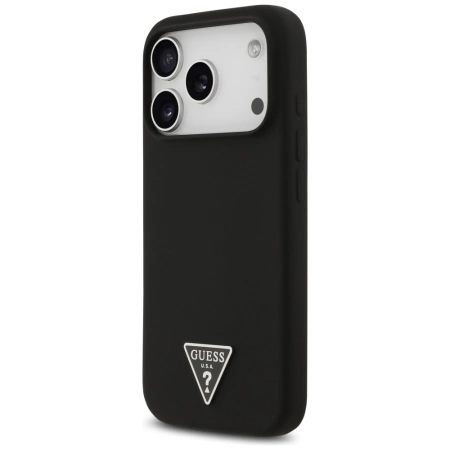 Guess Silikon Triangle Logo MagSafe Case für iPhone 17 Pro Max - Schwarz