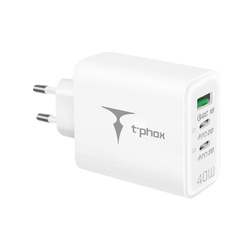 ŁAD SIEC T-PHOX FLEXI 40W 2xUSB-C/USB WHITE