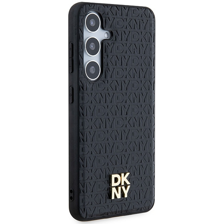 DKNY DKHMS24MPSHRPSK S24+ S926 czarny/black hardcase Leather Pattern Metal Logo MagSafe