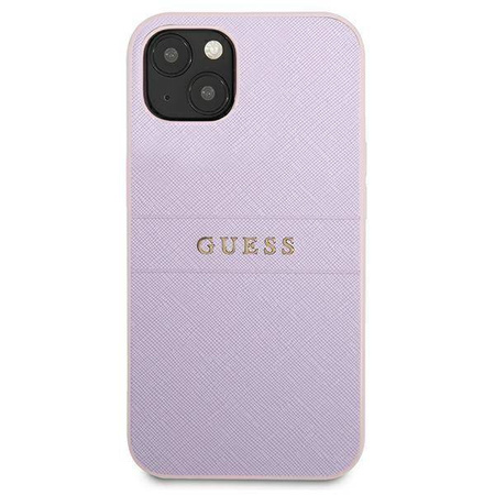 Oryginalne Etui IPHONE 13 MINI Guess Saffiano Hot Stamp & Metal Logo (GUHCP13SPSASBPU) fioletowe