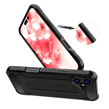 Hybrid Armor Case für iPhone 16e - Schwarz