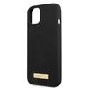 Original Case IPHONE 13 MINI Guess Hard Case Silicone Logo Plate MagSafe (GUHMP13SSPLK) black