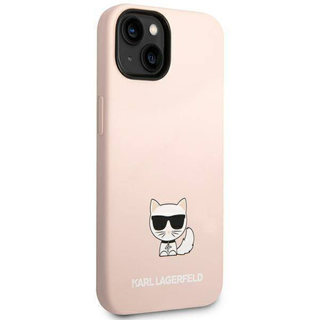 Original Case IPHONE 14 PLUS Karl Lagerfeld Hardcase Silicone Choupette Body (KLHCP14MSLCTPI) light pink