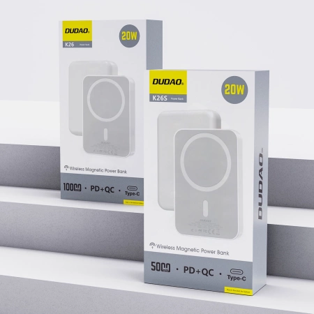 Powerbank Dudao K26S 5000mAh 20W USB-A / USB-C / MagSafe - weiß