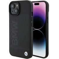 BMW MagSafe Leder Hot Stamp Hülle für iPhone 15 Plus – Schwarz