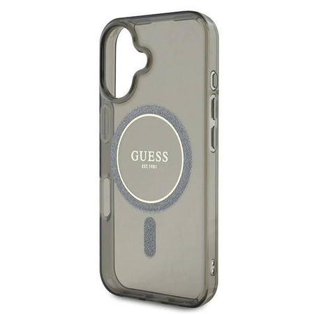 Original Case IPHONE 16 Guess Hardcase IML Glitter Circle MagSafe (GUHMP16SHFGEREK) black