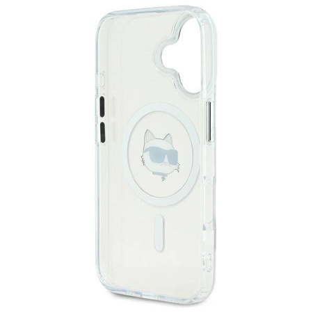 Karl Lagerfeld nakładka do iPhone 16 6,1" KLHMP16SHLSCHH biała Hardcase IML Metal Choupette Head MagSafe