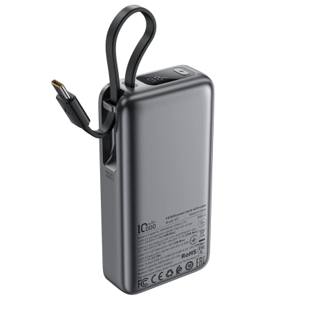 Powerbank Acefast M7-10000 PD30W z wbudowanym kablem - czarny