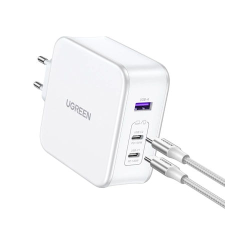 Ugreen Nexode CD289 GaN network charger USB-A/2xUSB-C 140W + USB-C - USB-C cable 1.5m - white