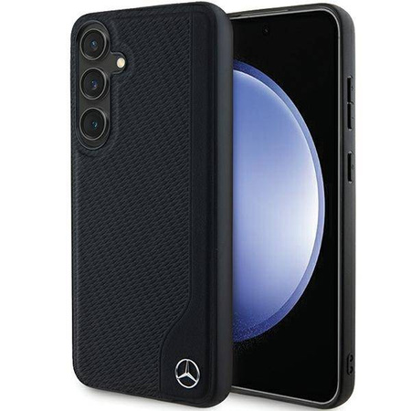Oryginalne Etui MERCEDES hardcase Leather Debossed Line MagSafe MEHMS24S23RBGVK do Samsung Galaxy S24 Czarny