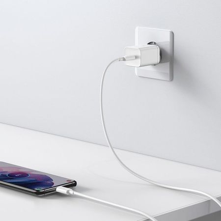 Baseus Super Si szybka ładowarka sieciowa Quick Charge 3.0 Power Delivery 25W 3A + Kabel USB Typ C - USB Typ C 3A 1m biały (TZCCSUP-L02)