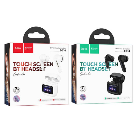 HOCO słuchawki bezprzewodowe bluetooth z ekranem dotykowym TWS EQ14 białe