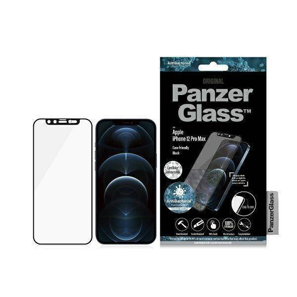 PanzerGlass E2E Microfracture iPhone 12 Pro Max 6,7" CamSlider Swarovsky Case Friendly AntiBacterial czarny/black