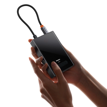 Baseus PioneerJoy 8-in-1 USB-C hub HDMI 4K@60Hz + HDMI 4K@30Hz + DisplayPort 8K@30Hz + VGA + 2 x USB-A 3.0 + 2 x USB-C - gray