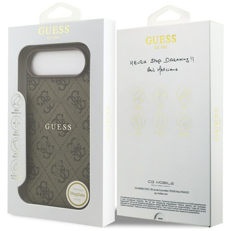 GUESS futerał do IPHONE 17 Air kompatybilny z MagSafe GUHMP17MG4GFRW (PU 4G Ring Classic Logo) brązowy